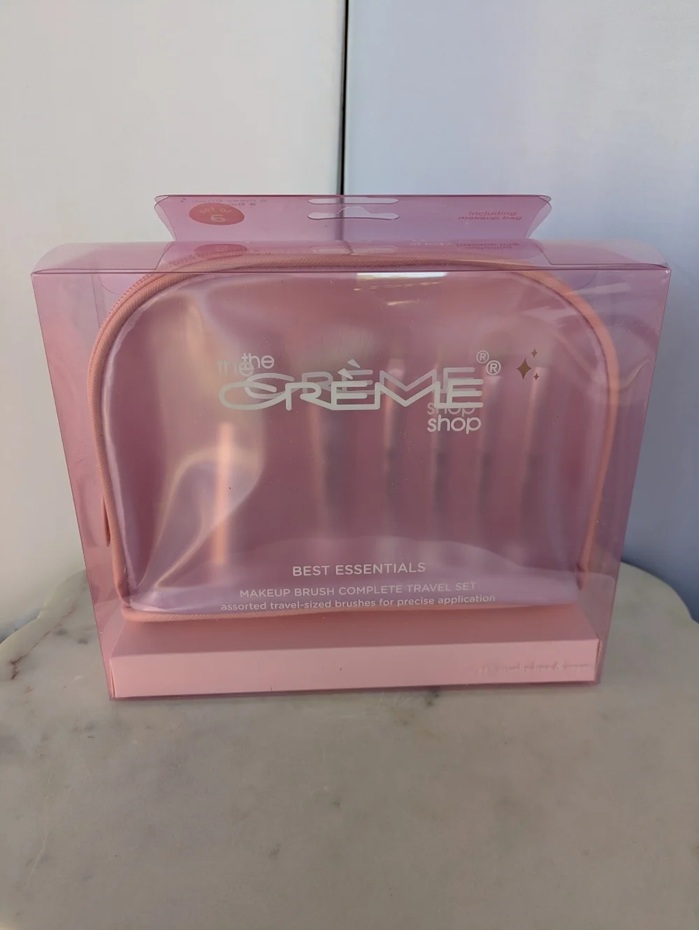 The Crème Shop Rose Gold Pink 6 Piece Makeup Brush Set Pouch